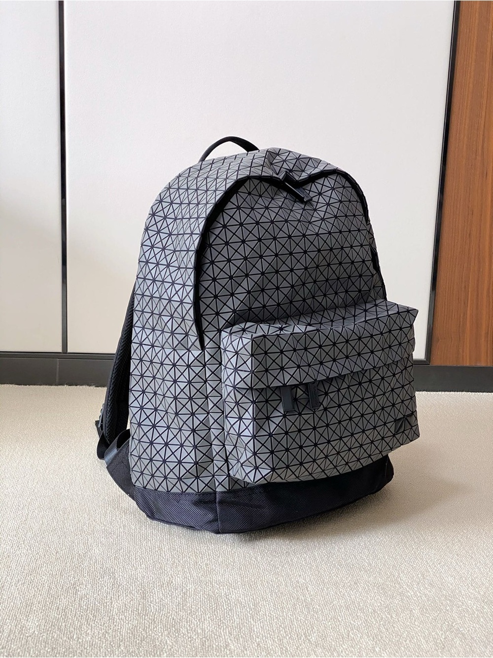 Issey Miyake Reflective Triangular-Panel Gray Backpack - Picture 3 of 9